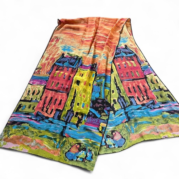 Oblong 100% Charmeuse Silk Scarf Art Wassily Kandinsky's 